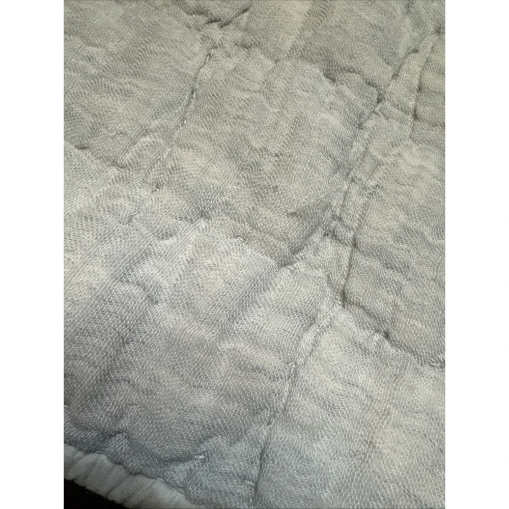Pottery Barn EURO Pillow Sham Chambray Blue Cloud Quilted Stitched Linen Bedding